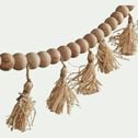 Guirlande perles de bois et pompons en raphia - naturel L155cm-TAHA