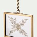 Suspension de Noël en verre et laiton avec fleurs séchées forme rectangulaire H5,50cm - doré-JUNIN