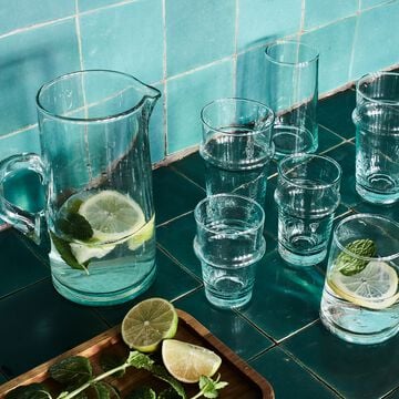 Service de verres et carafe en verre recyclé - transparent