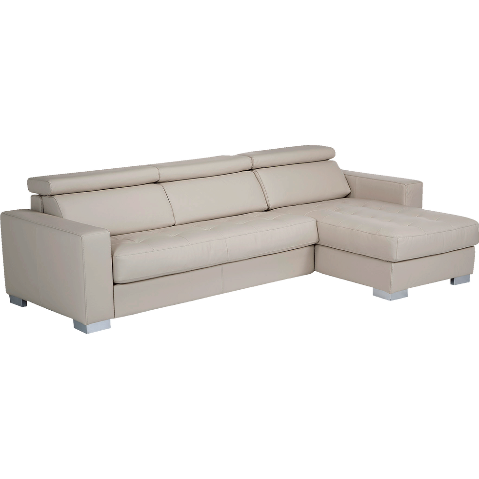 Canape D Angle Reversible Fixe En Cuir De Buffle Blanc Mauro