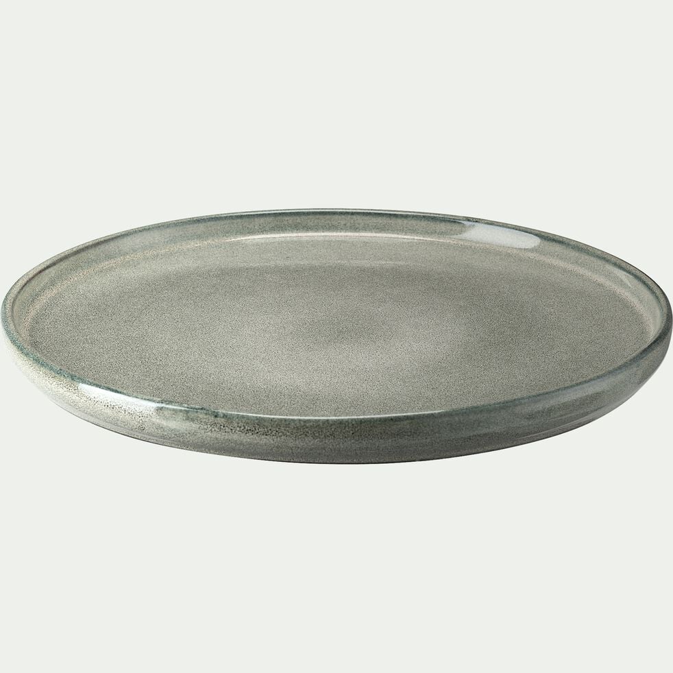Assiette plate en grès émail réactif D27cm - gris clair-PIETRA