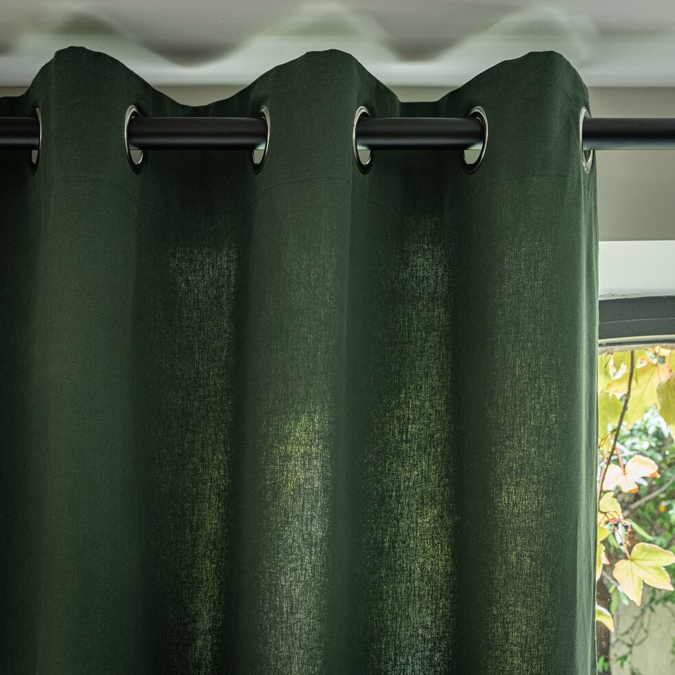 Rideau à œillets en coton 140x250cm - vert cèdre-CALANQUES