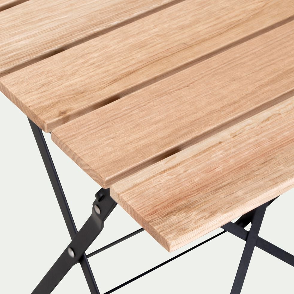 Table de jardin pliante en eucalyptus et acier - bois clair (2 places)-IROLI