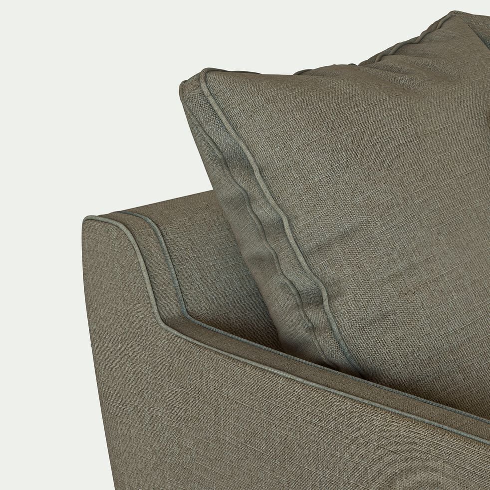 Canapé d'angle droit fixe en tissu mixte - vert cèdre-LENITA