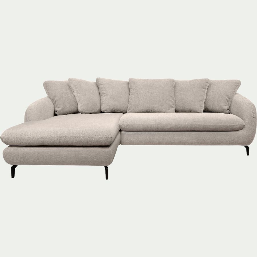 Canapé d'angle gauche en tissu tramé - beige roucas-COLINE