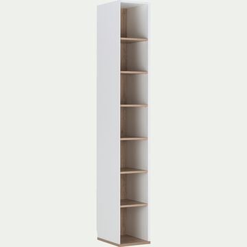 Colonne de rangement en bois effet chêne H235xL35cm - blanc-NESTOR