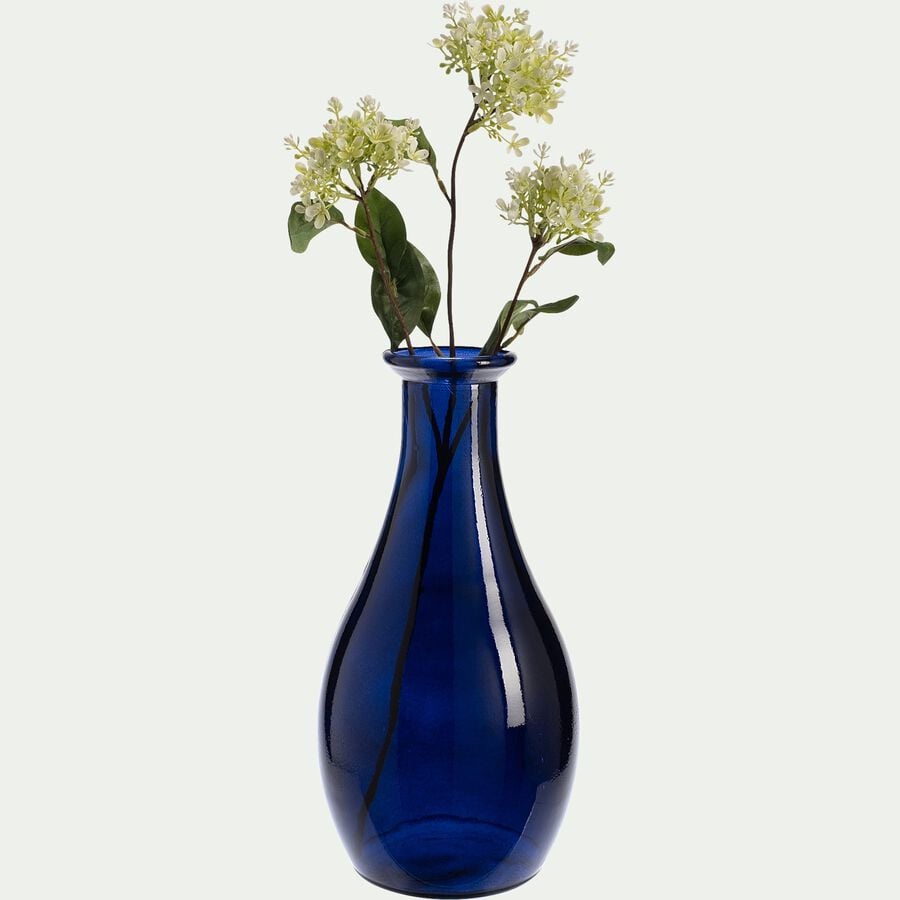 Vase en verre recyclé - bleu D21cmxH40cm-SANTHIA