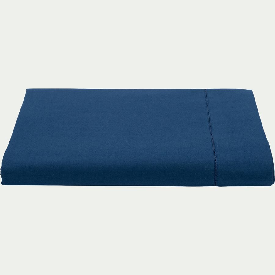 Drap plat en coton bio 270x300cm - bleu abysse-ORGANICA