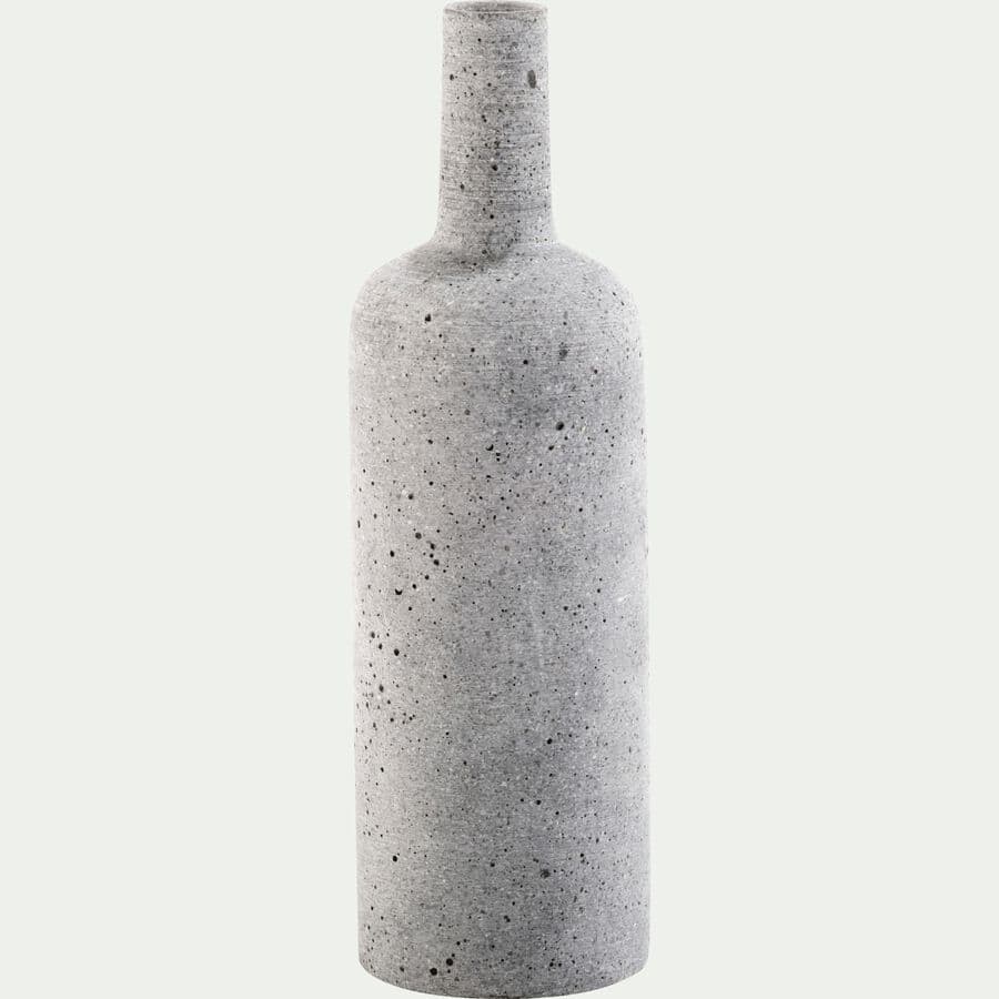 Vase bouteille en polystone effet béton H24cm - gris clair-CALCIS