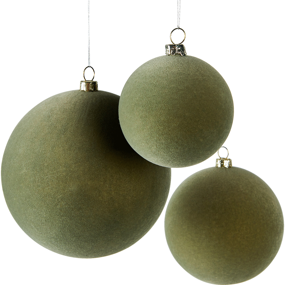 Miloun Lot De 9 Boules En Velours Vert Plusieurs Tailles