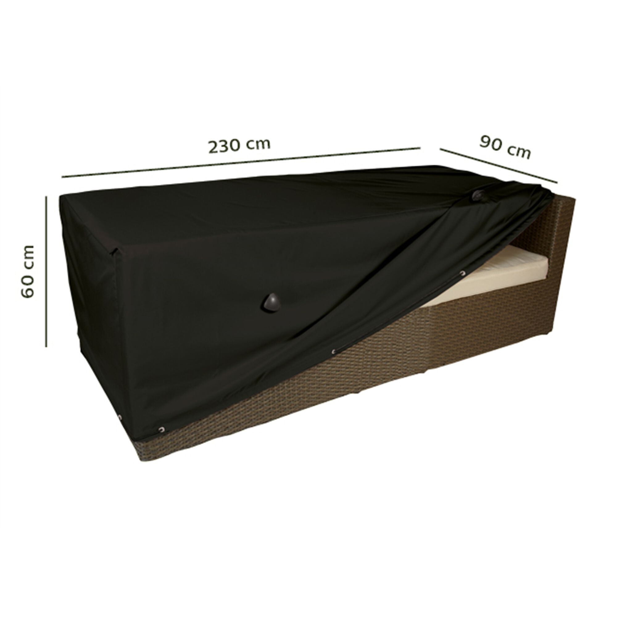Housse de protection pour canapé de jardin 3 places - noir - (L230x90xH60cm)-RIANS