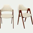 Chaise en tissu et effet bois foncé avec accoudoirs - beige roucas-GARETTE