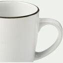 Mug en grès avec liseré noir D8,7cm - blanc-ANNE