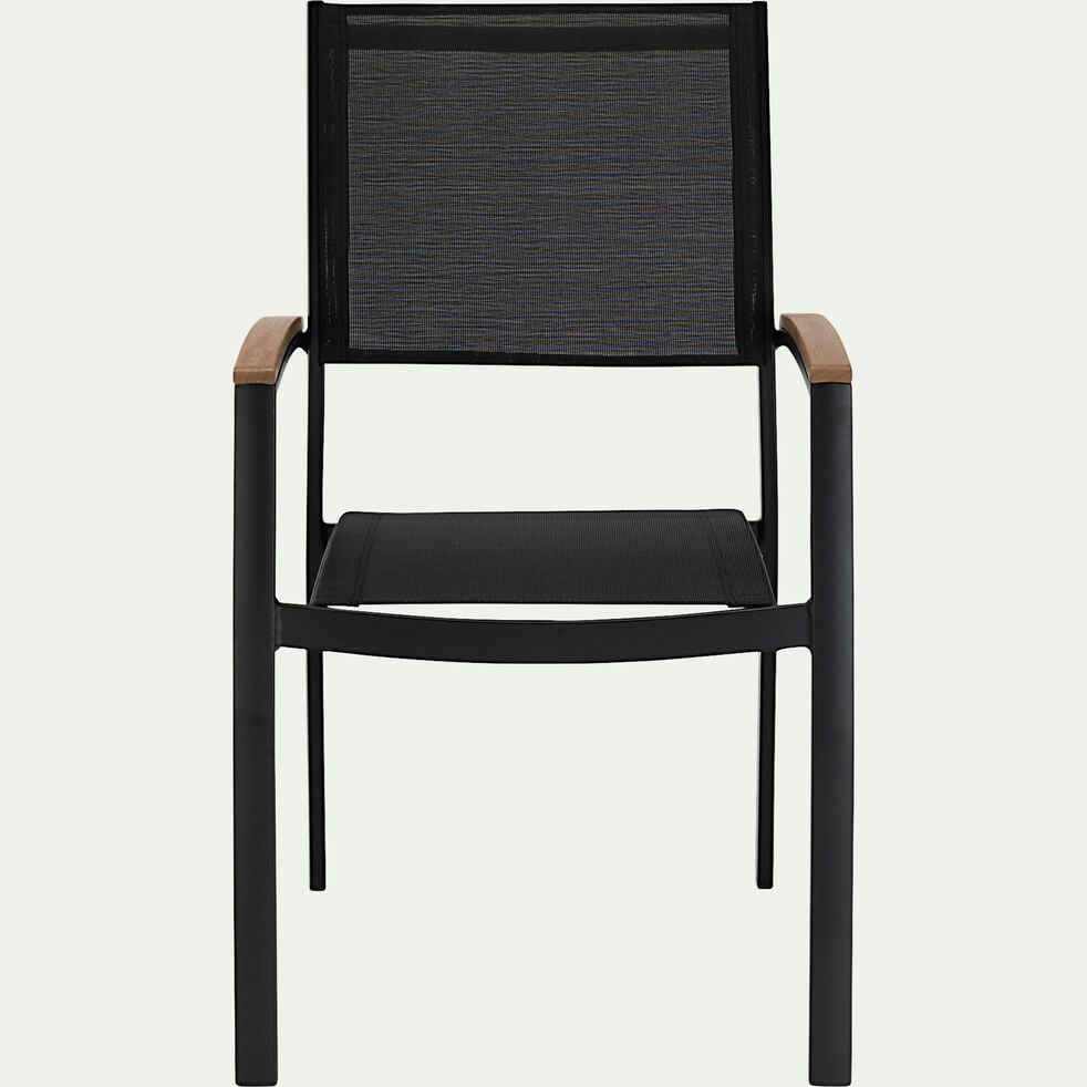 Chaise de jardin empilable avec accoudoirs en aluminium - noir-DOLE
