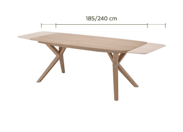 Table de repas extensible plaquée chêne - bois clair (2 à 8 places)-LEONIE