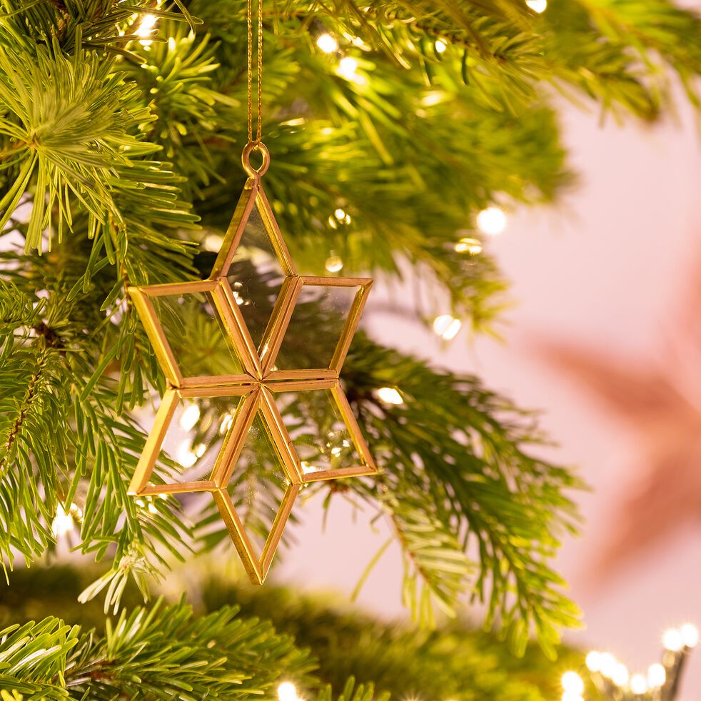 Suspension de Noël en fer et en verre étoile H11,80cm - doré-ESTAR