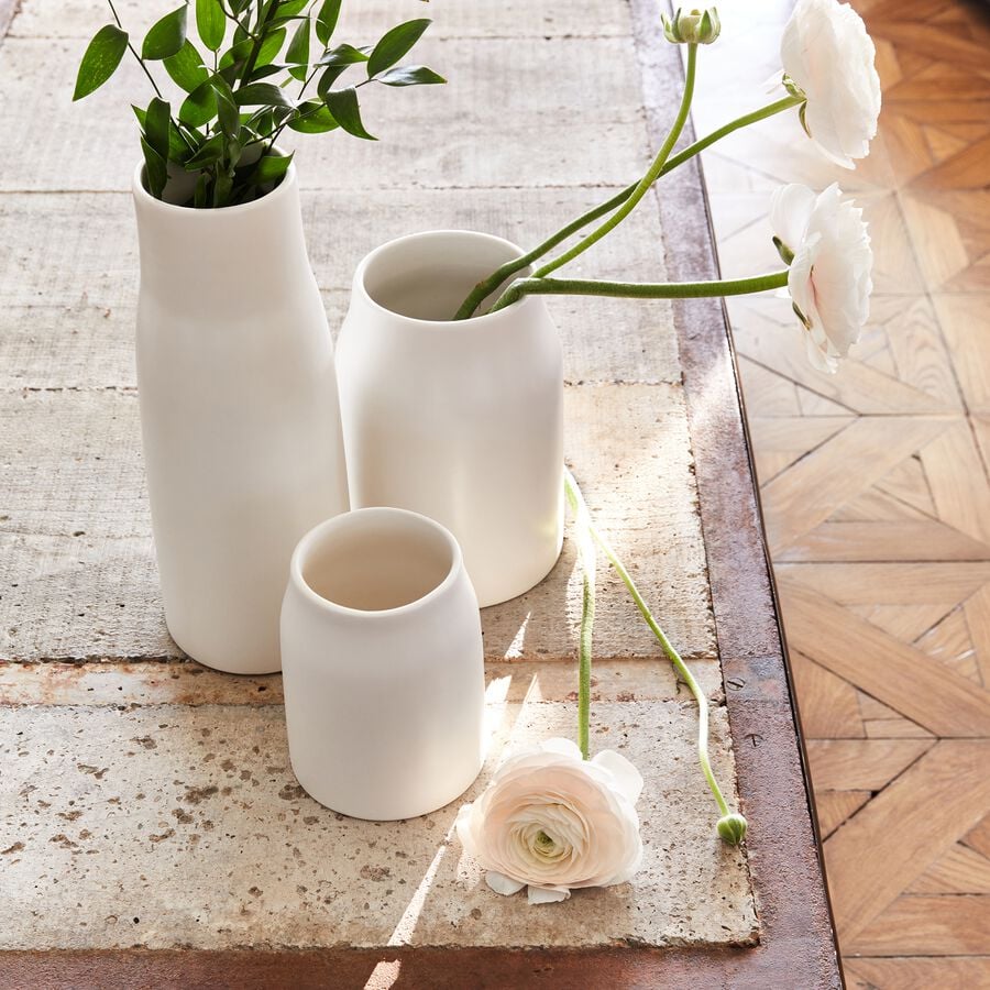 Vase classique en céramique H16cm - blanc ventoux-LOZA