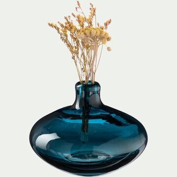 Petit vase en verre H9,5cm - bleu-PARMA