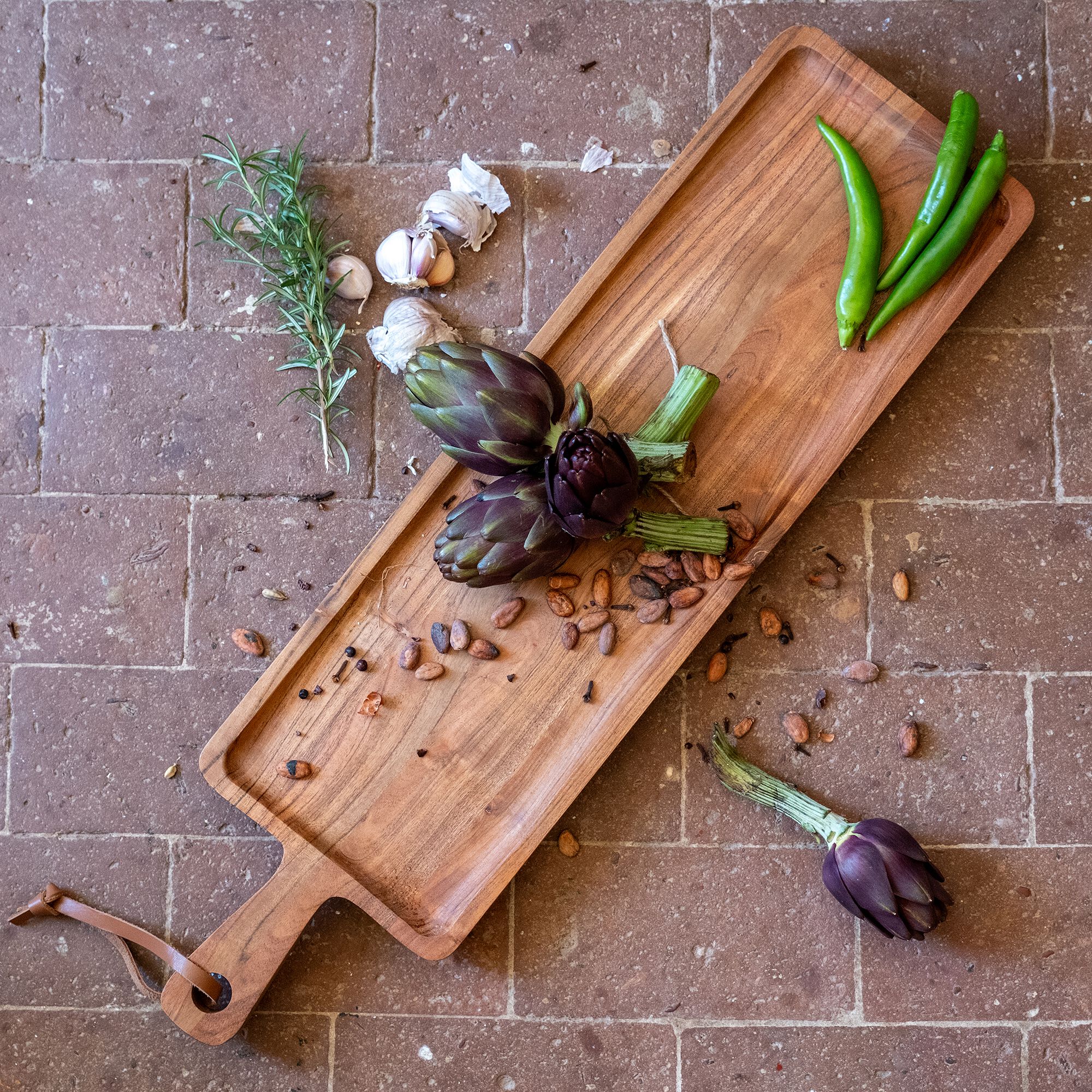 Planche de présentation sur pied en bois d'acacia L74cm - naturel ...