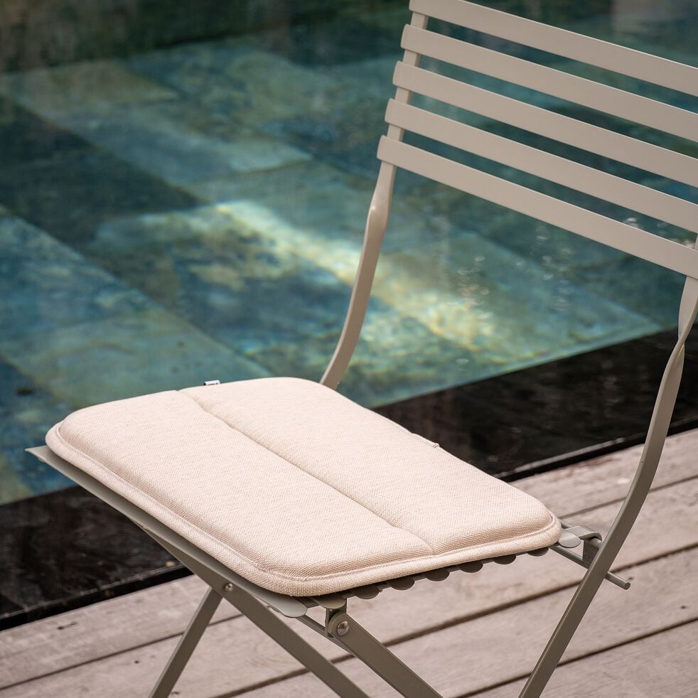 Galette de chaise de jardin rectangulaire en tissu - beige alpilles-CERVIONE