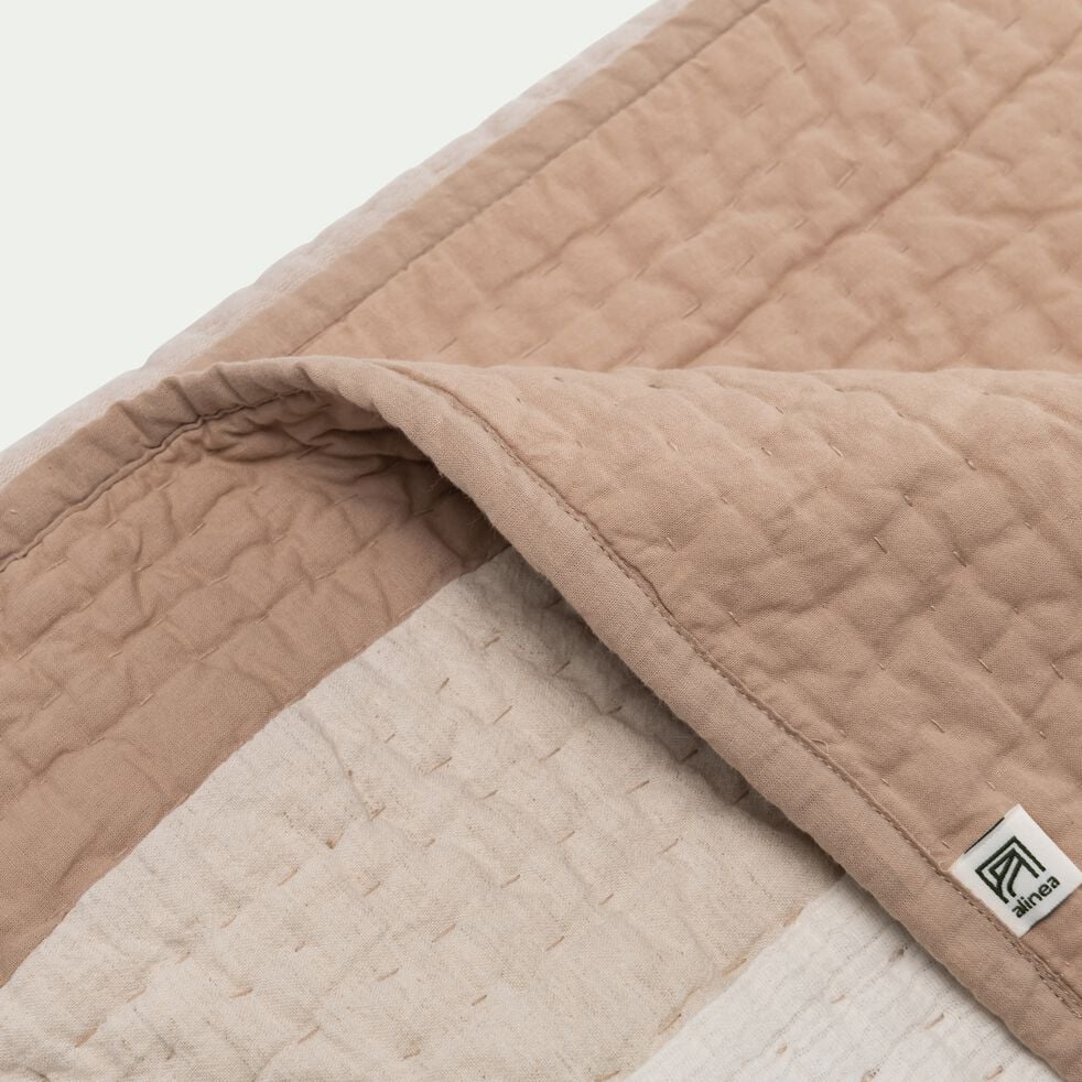 Couvre-lit  patchwork en coton 230x250cm - beige-CAMINO