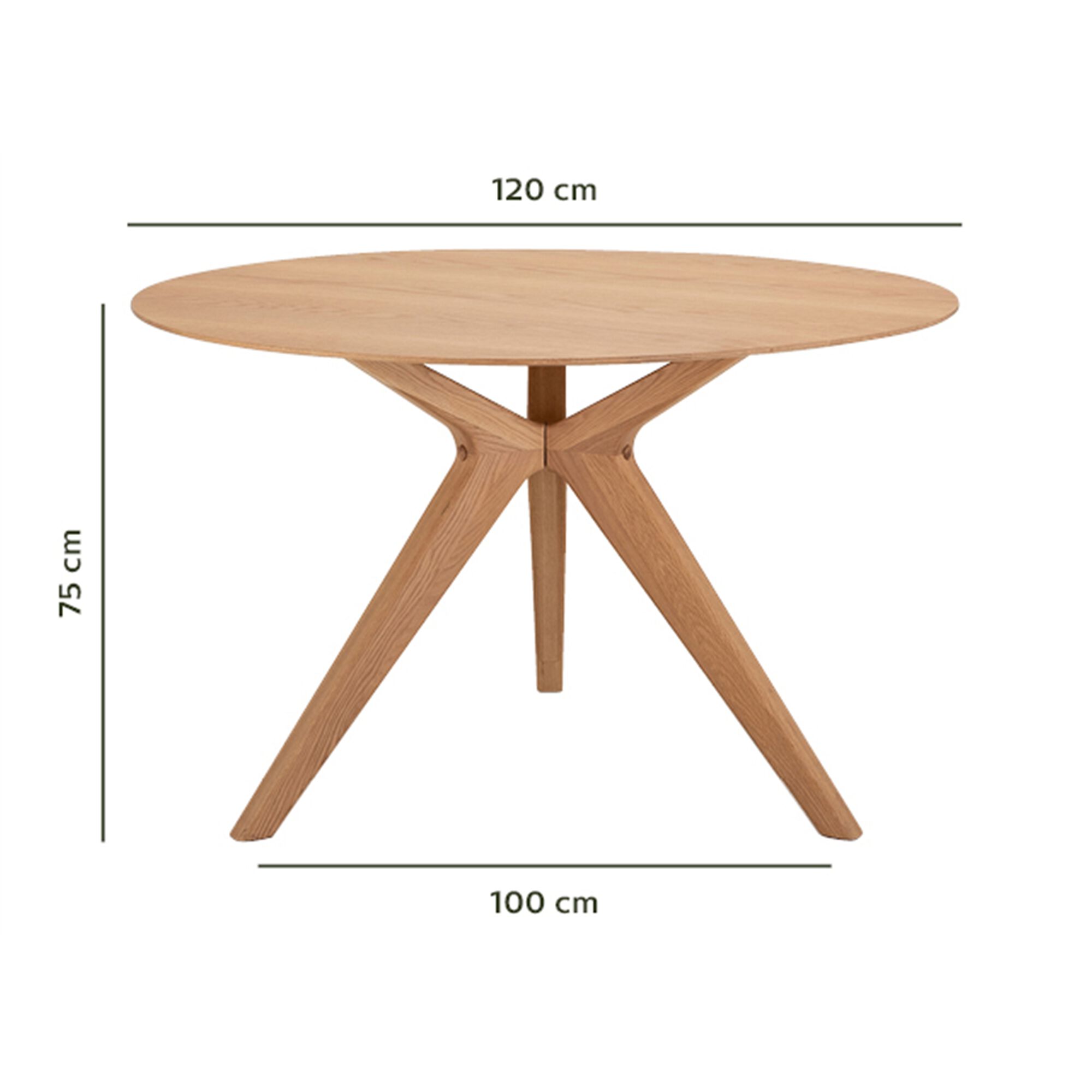Table de repas ronde en bois massif - bois clair (4 places)-CARMEN