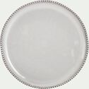 Assiette plate en porcelaine avec liseré perlé D27,6cm - gris borie-MARGOT