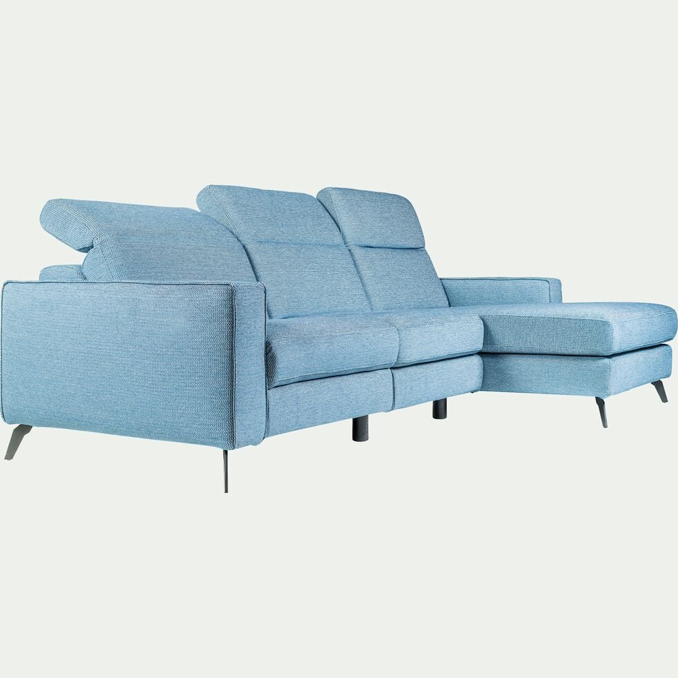 Canapé d'angle droit fixe en tissu dallas - bleu autan-SALVIA