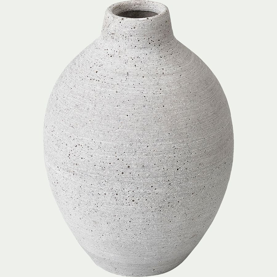 Vase boule en polystone effet béton H17cm - gris clair-CALCIS