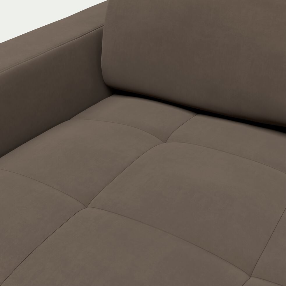 Canapé 3 places fixe en tissu microfibre avec accoudoirs 15cm - taupe-MAURO