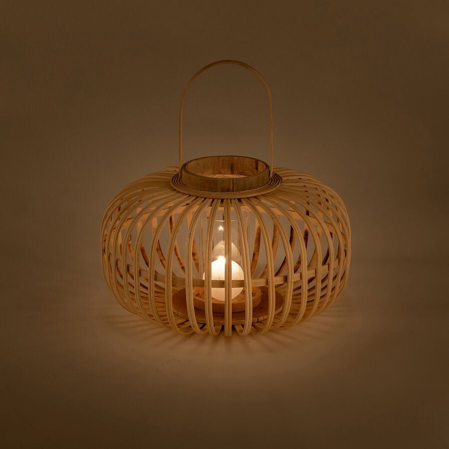 Lanterne en bambou épais H21cm - naturel-KIJANI