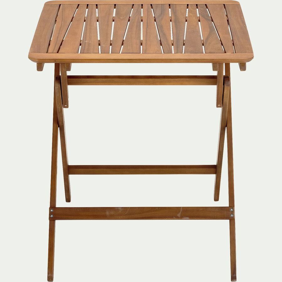 Table de jardin pliante carrée en acacia huilé - bois foncé (2 à 4 places)-CARLO