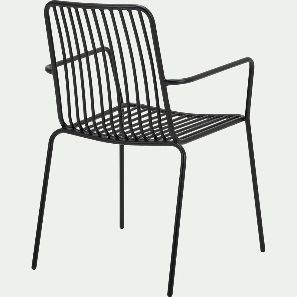 Chaise de jardin avec accoudoirs en acier - noir-CAVOLI