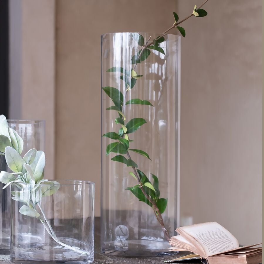 Vase tube en verre épais H50cm - transparent-SABBIA