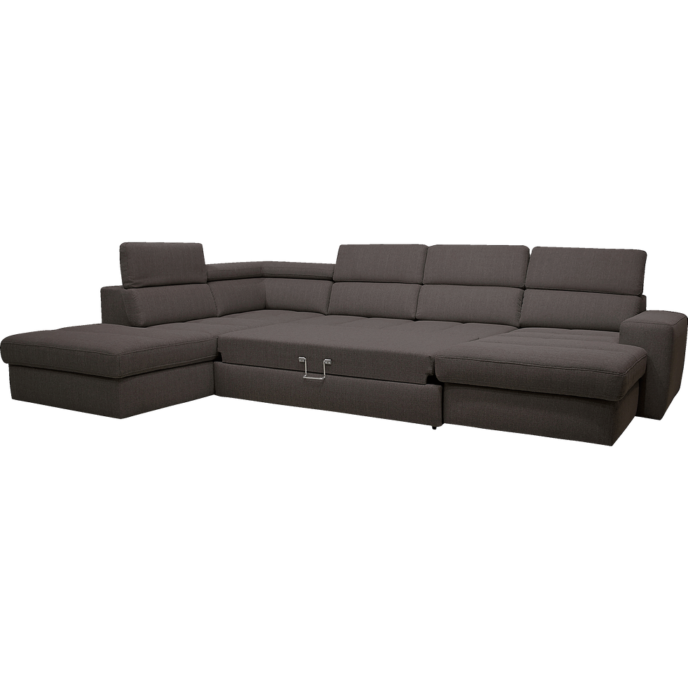 Tonin Canapé Dangle En Forme De U Convertible En Tissu Gris Anthracite Avec Méridienne à Droite