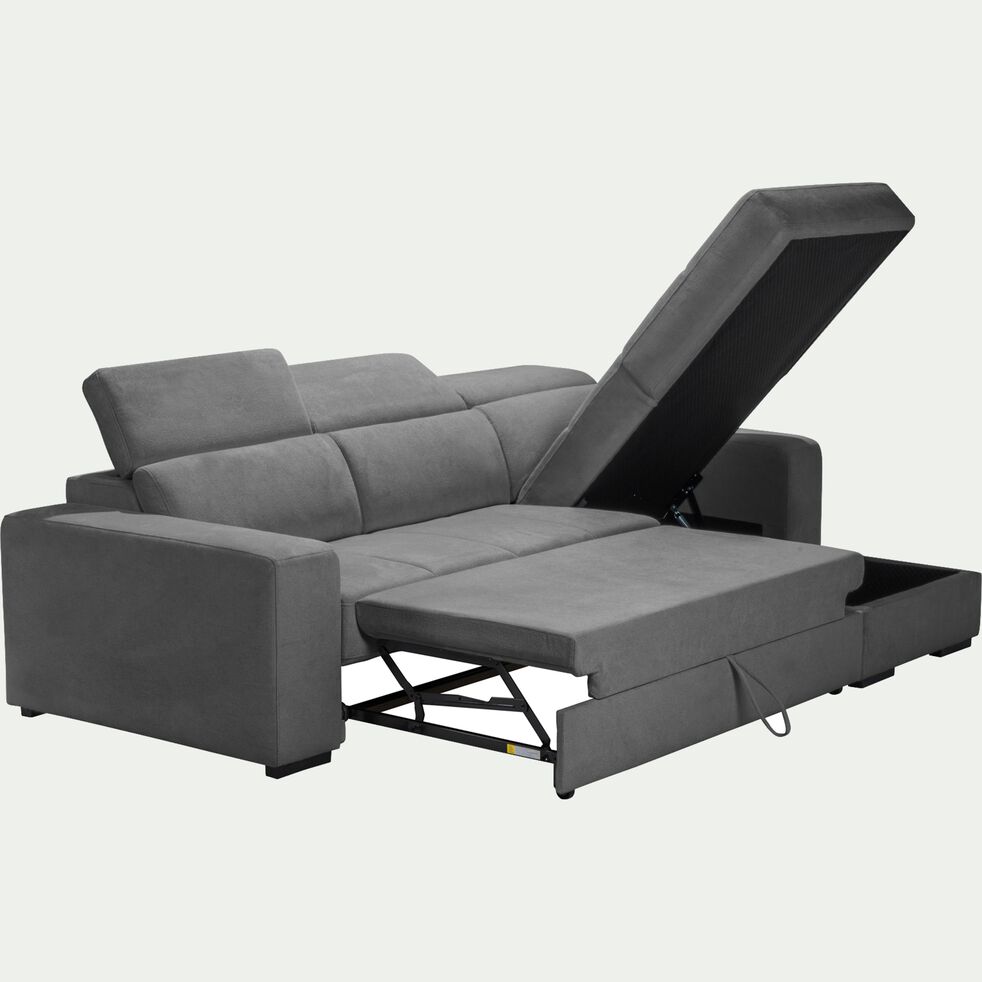 Canapé d'angle réversible convertible en tissu  - gris moyen-ORIGANO