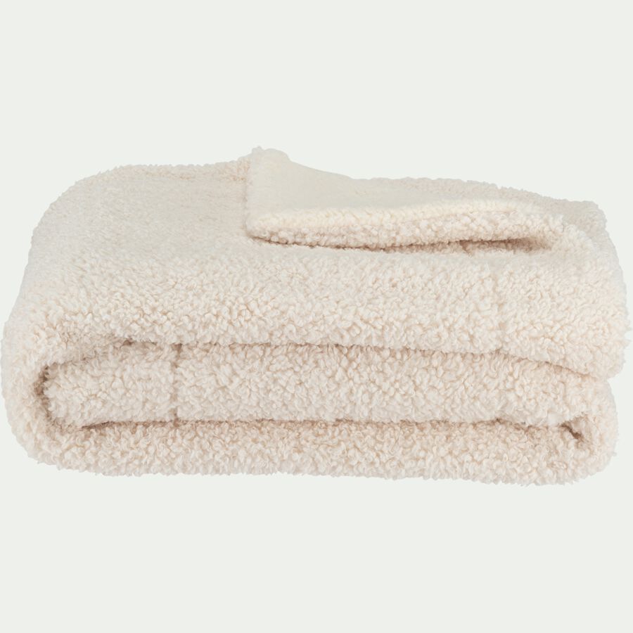 TEXEL Plaid synthétique effet moutonné - blanc 130x170cm-TEXEL