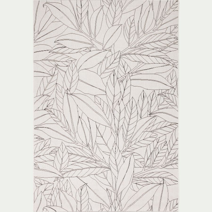 Tapis intérieur et extérieur imprimé motif Laurier 160x230cm - blanc écru-LAURIER