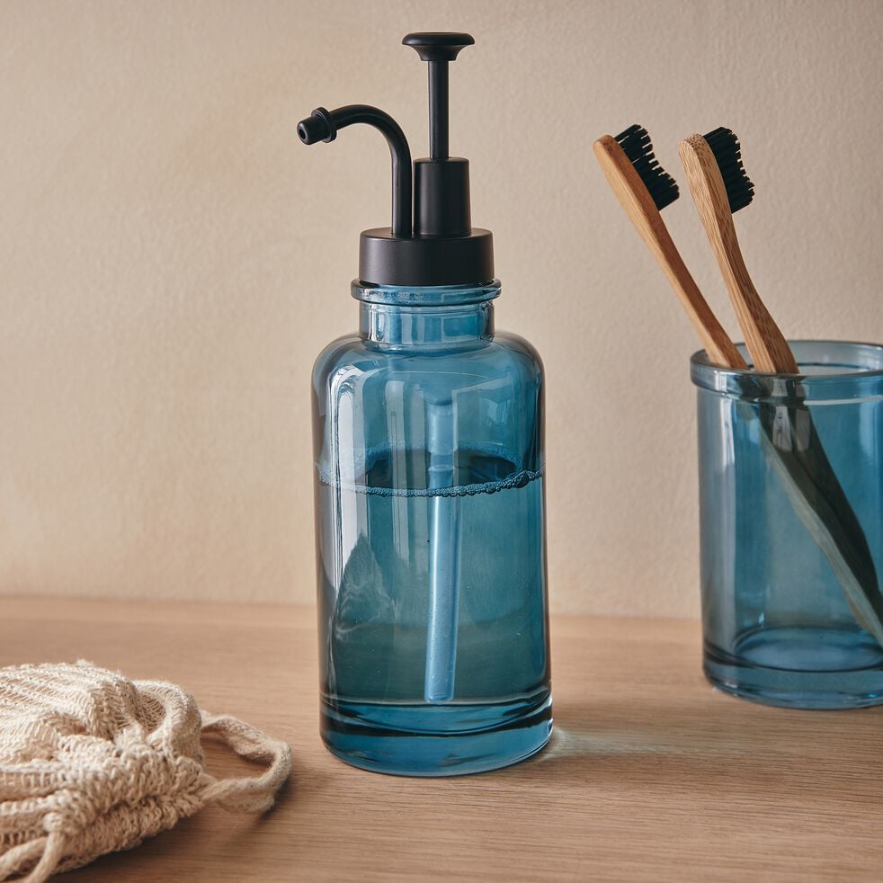 Distributeur de savon en verre - bleu niolon-MIMOSA