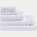 Lot de 2 gants de toilette qualité hôtelière en coton - blanc-RIVIERA