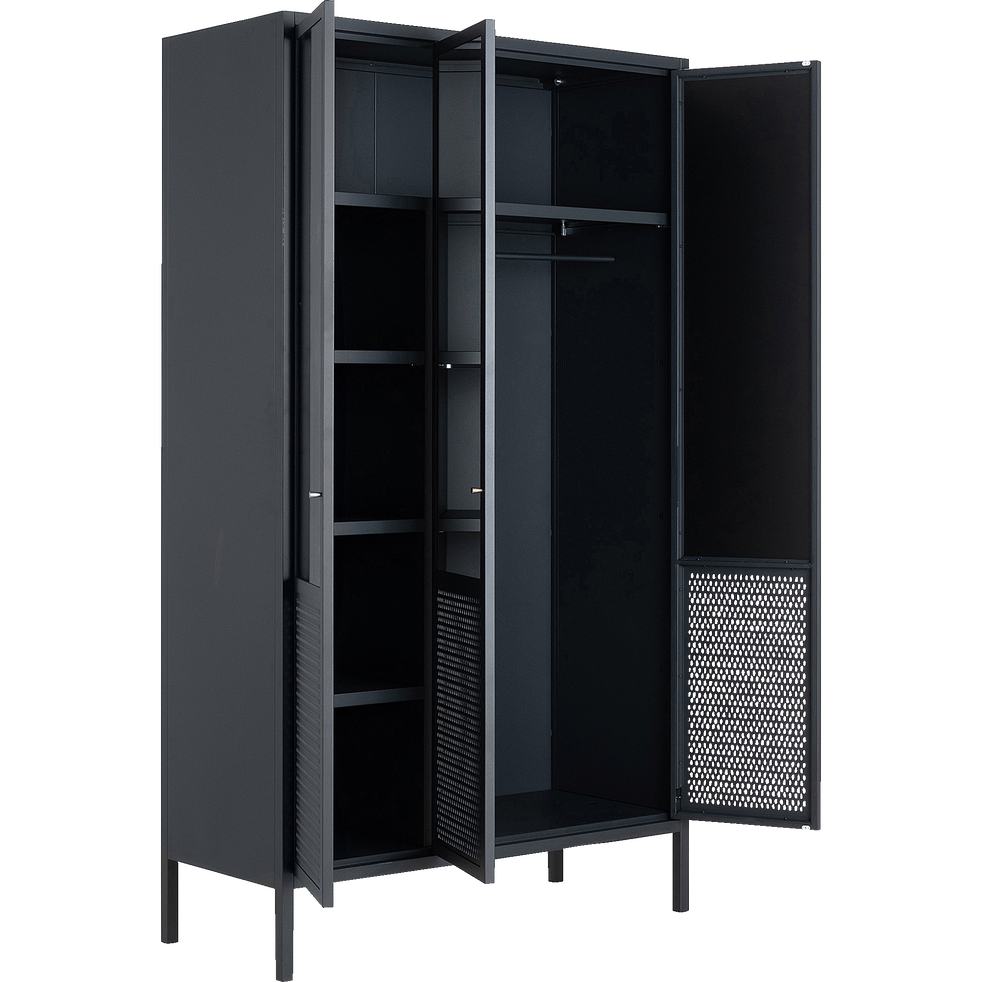 Armoire 3 portes en acier Noir SERRA armoires alinea