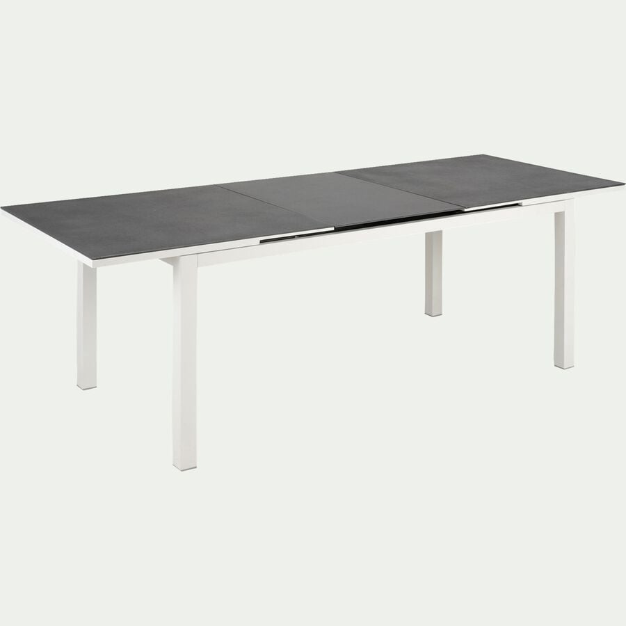 Table de repas jardin extensible en verre et aluminium - gris (8 à 10 places)-LANCIANO