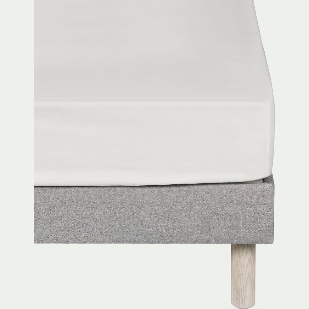 Drap housse en percale de coton 180x200cm B30cm - blanc-FLORE