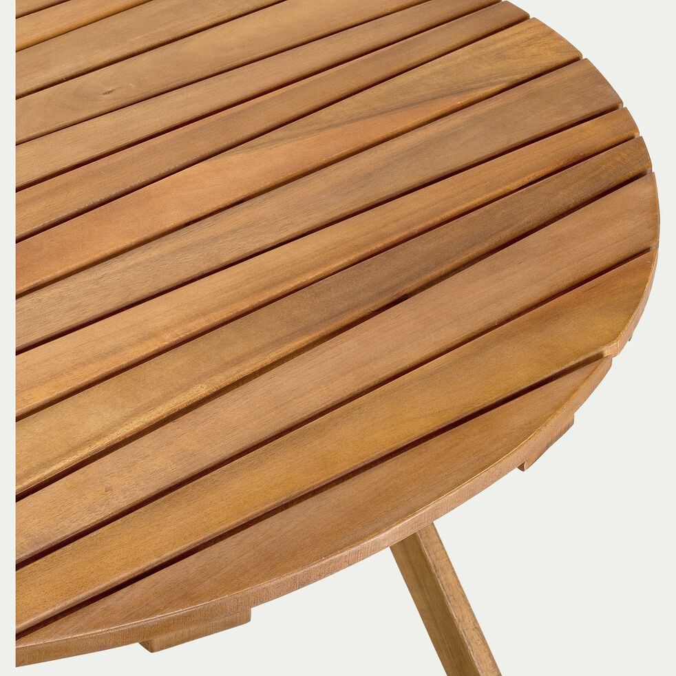 Table de jardin pliante ronde en acacia huilé - bois foncé (2 à 4 places)-CARLO
