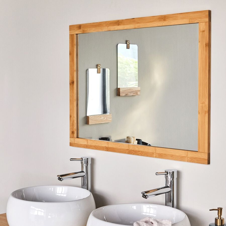 Miroir rectangulaire de salle de bain en bambou - L80cm-DANONG