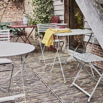 Table de repas jardin pliante en acier - vert olivier (2 places)-CERVIONE