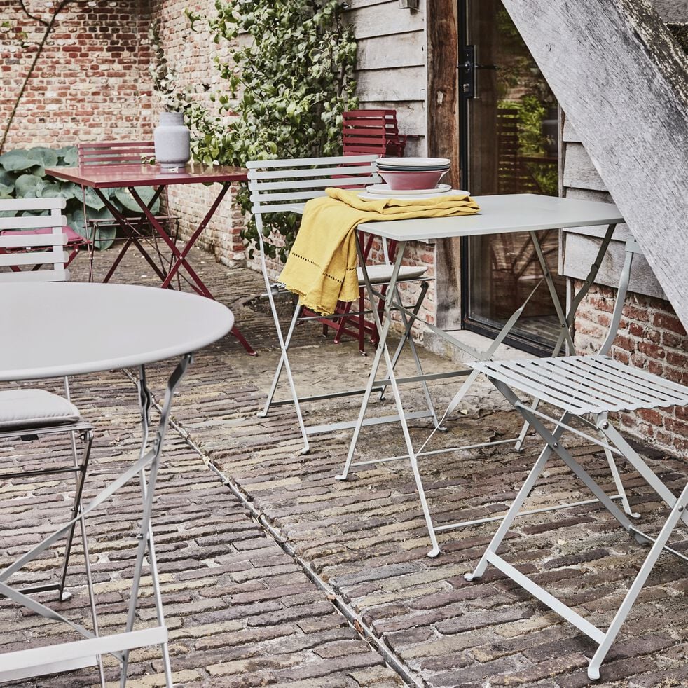 Table de repas jardin pliante en acier - vert olivier (2 places)-CERVIONE