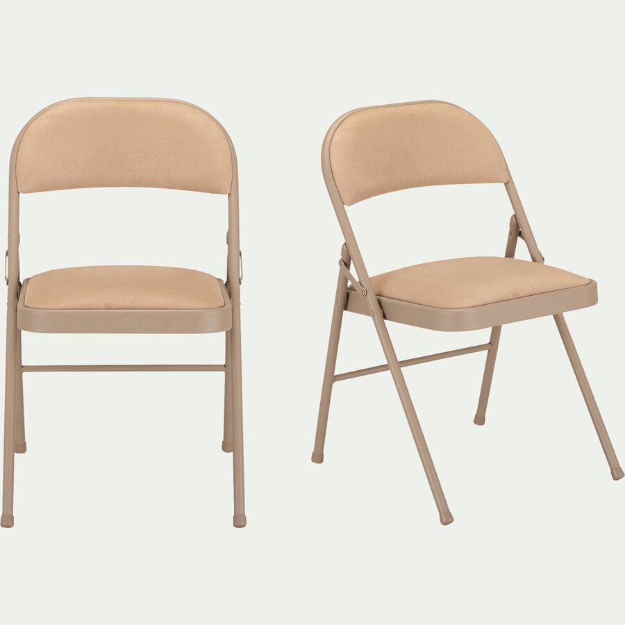 Chaise pliante en métal et tissu - beige-CASTA