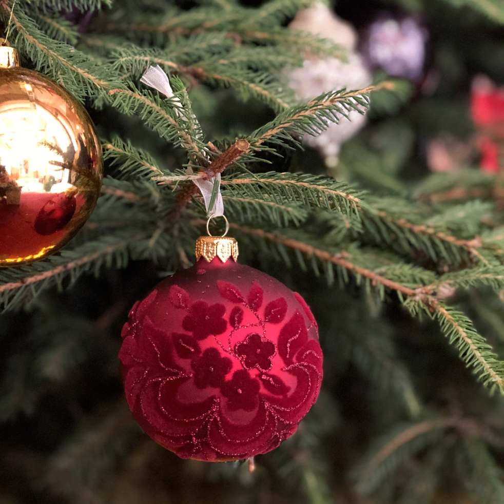Andres Boule De Noël En Verre Rouge D8cm