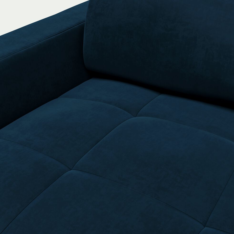 Canapé d'angle convertible en velours avec accoudoirs 15cm - bleu figuerolles-MAURO